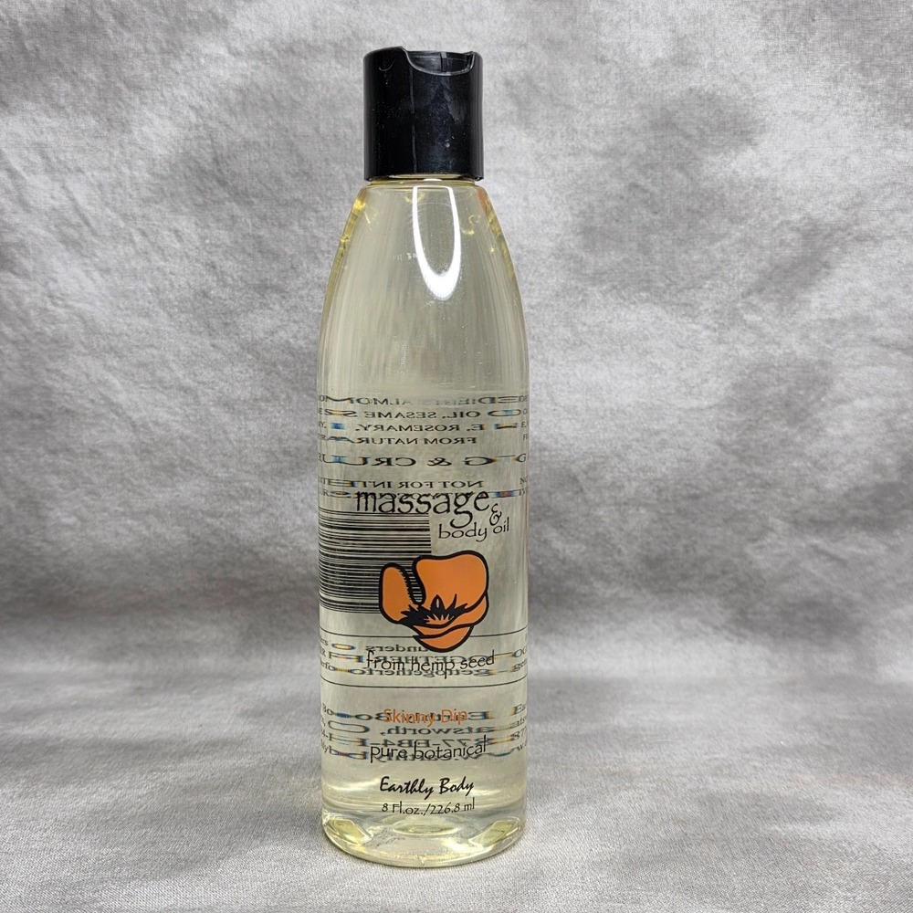 Earthly Body Hemp Seed Massage & Body Oil, 8oz, Skinny‎ Dip